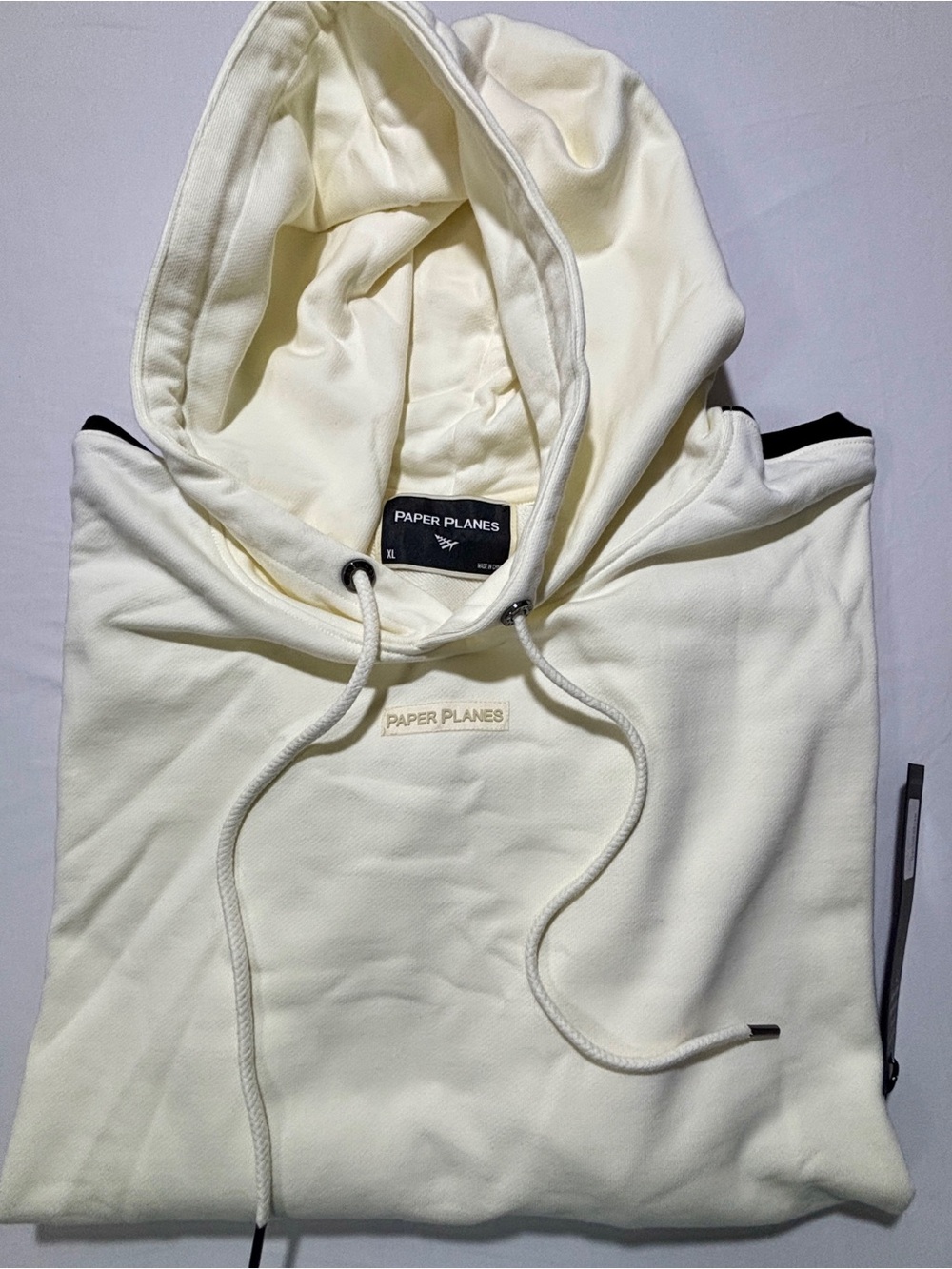 Paper Planes Colorblock Hoodie Cream Black Men’s XL NWT